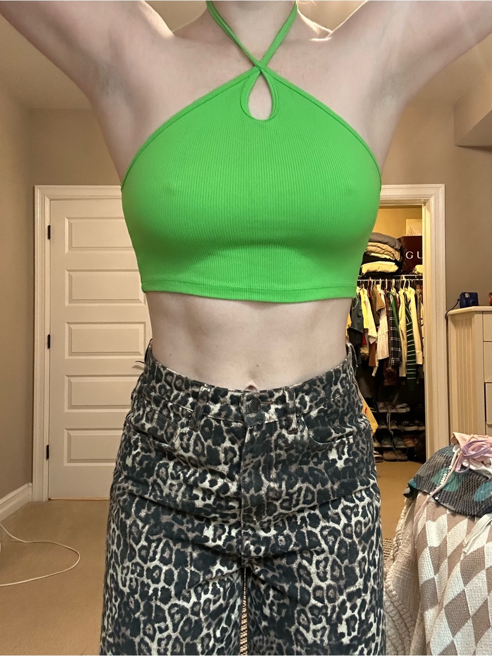Neon Green Zara Halter Crop Top